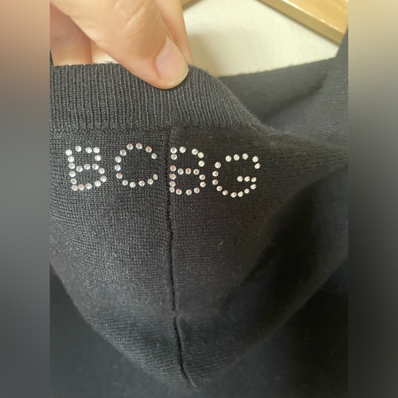 BCBGMaxAzria Soft Black Bedazzled Sequins Zip-Up Hoodie BCBG Y2K Size Large - Picture 9 of 13